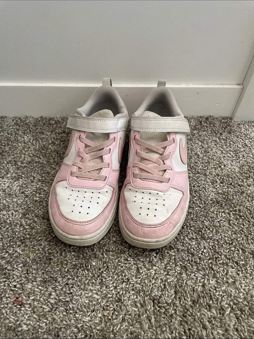 Kids Pink and White Nike Sneakers -Used